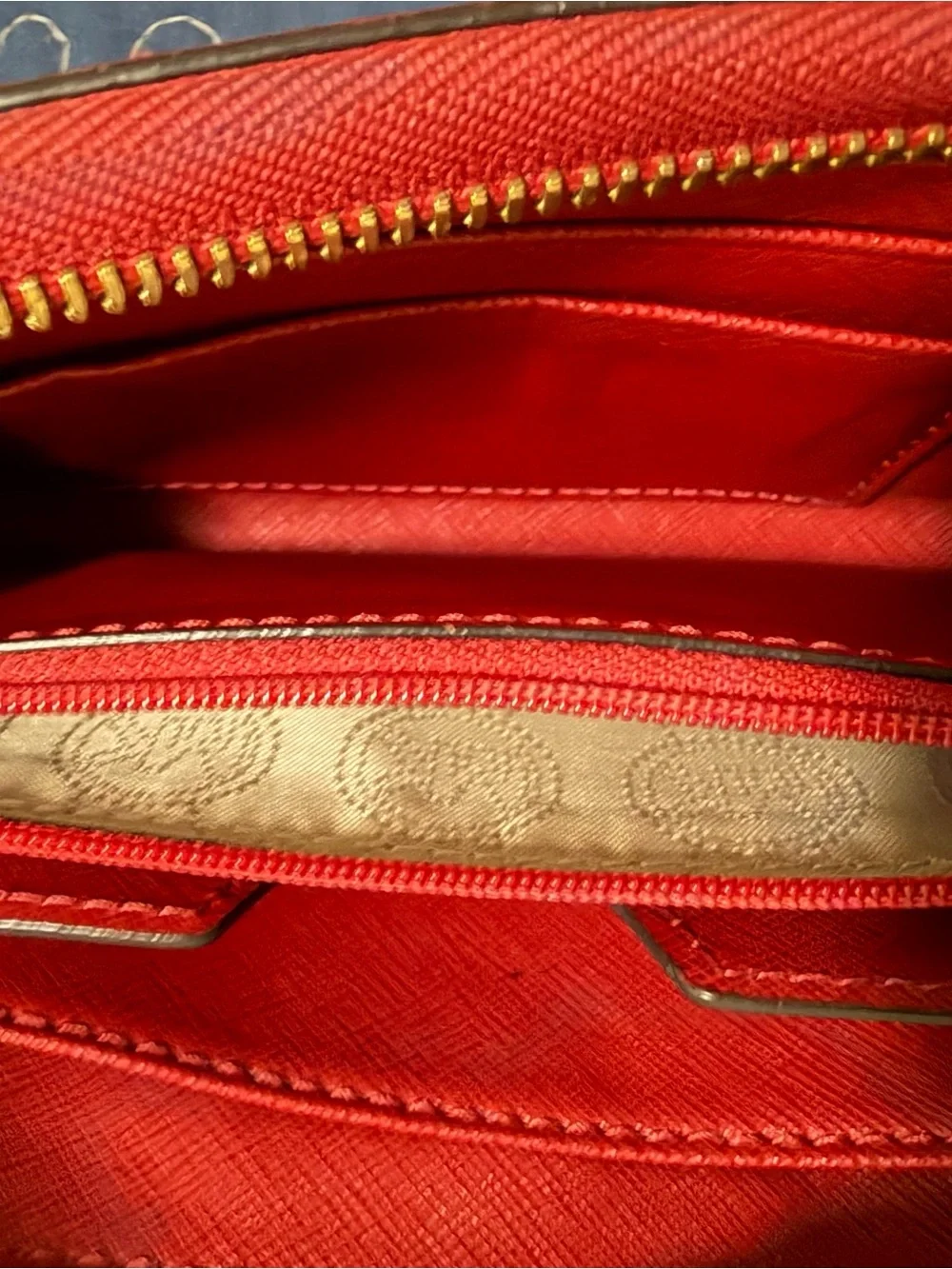 Michael Kors Red Saffiano Zip Wallet with Gold Hardware